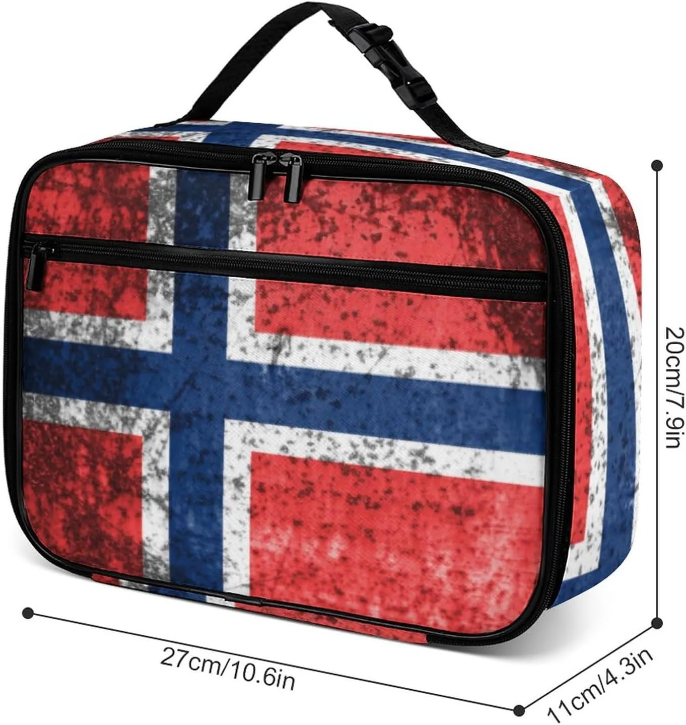 Norway Flag Reusable Lunch Box Insulated Lunch Bag Cooler Bag Lunchbox Meal Food Container Tote Bag for Women Kids Girls Boy School Camping Hiking Picnic Beach Travel