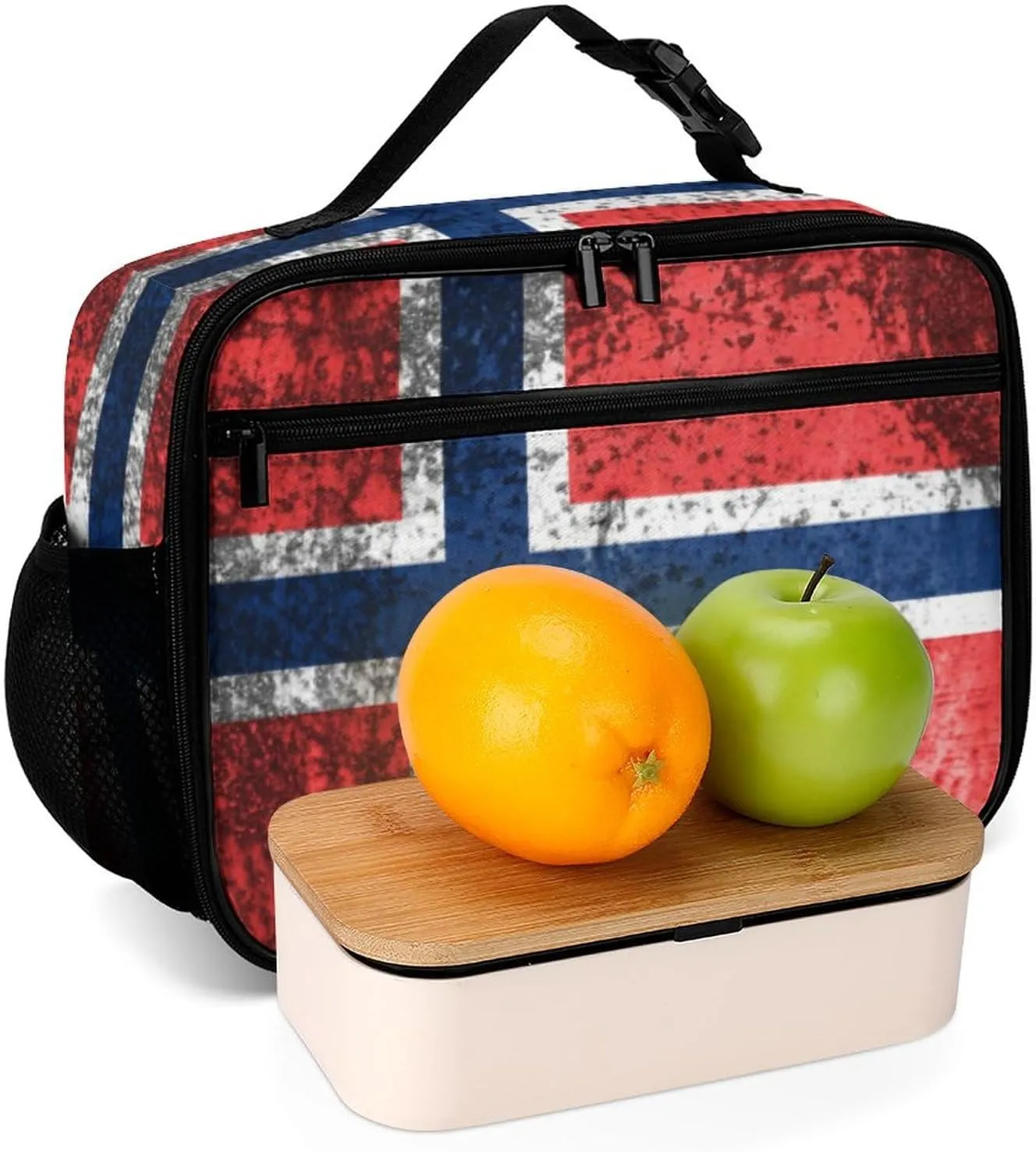 Norway Flag Reusable Lunch Box Insulated Lunch Bag Cooler Bag Lunchbox Meal Food Container Tote Bag for Women Kids Girls Boy School Camping Hiking Picnic Beach Travel