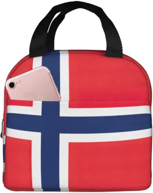 Norwegian Flag Print Lunch Box Reusable Totes Lunch Bag Thermal Cooler For Men Women Beach Picnic Travel