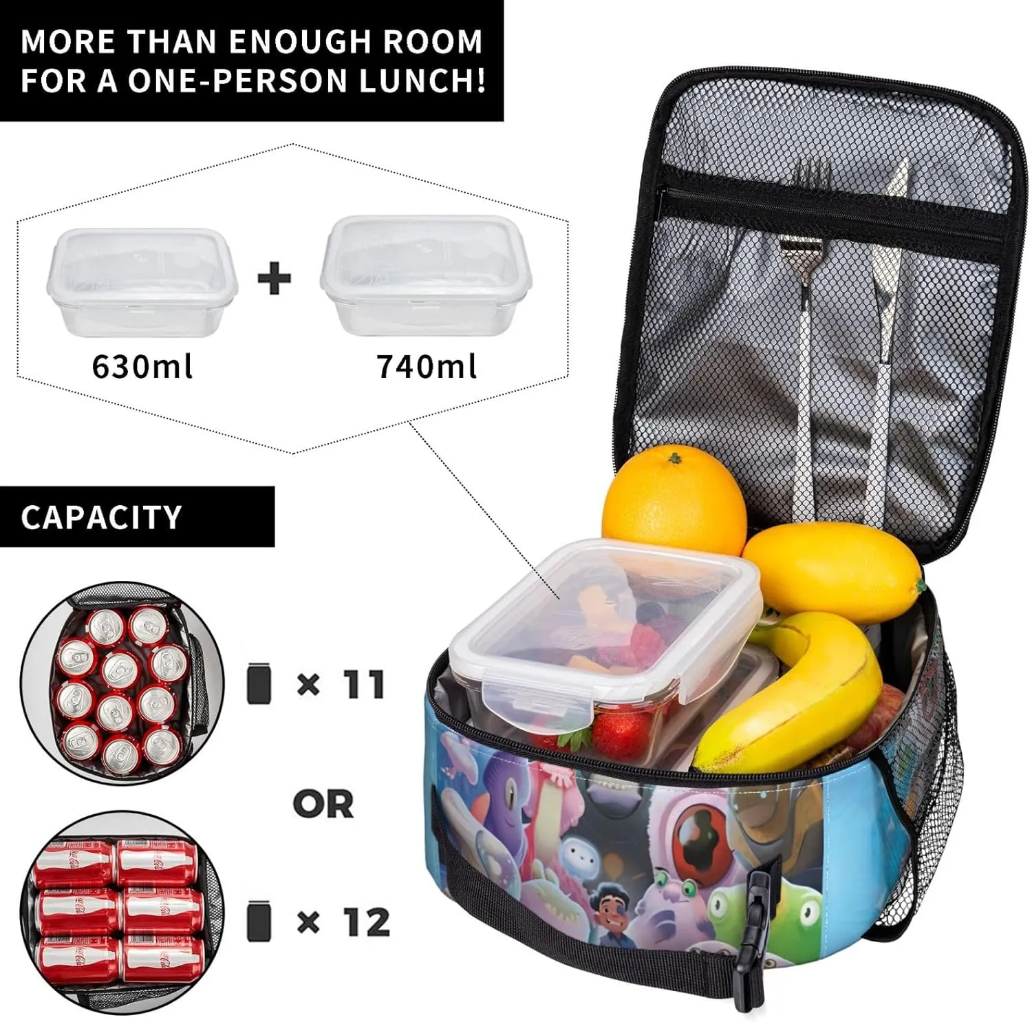 Novelty Anime How Elio To Befriend An Alien Lunch Bag Insulated Bento Lunchbags Tote Bag Cooler Lunch Box For Unisex Adult Picnic Beach Fishing Work Camping