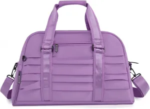 NSADE Solid Pleated Travel Bag Portable Large Capacity Luggage Bag Dry Wet Separation Sports Fitness Bag Independent Shoe Warehouse Single Shoulder(Taro purple)