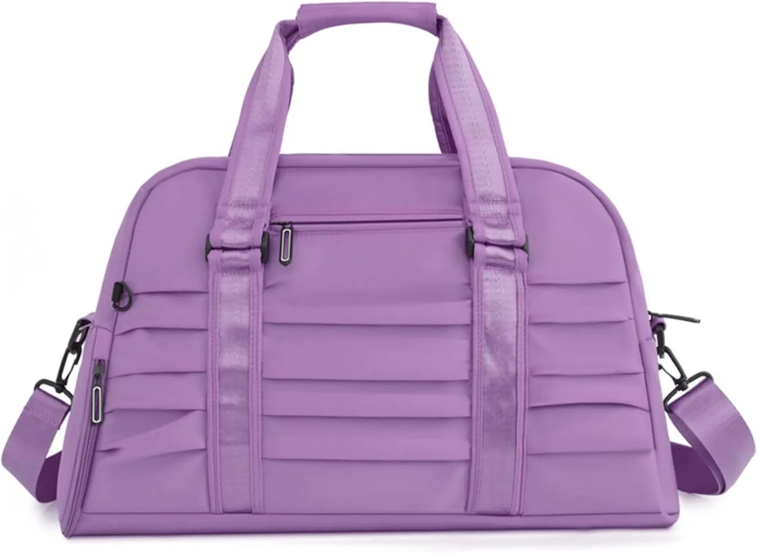 NSADE Solid Pleated Travel Bag Portable Large Capacity Luggage Bag Dry Wet Separation Sports Fitness Bag Independent Shoe Warehouse Single Shoulder(Taro purple)