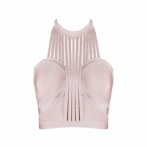 Nude Halter Hollow Out Backless Fashion Knitted Tights HL Bandage Sexy Women's Crop Top