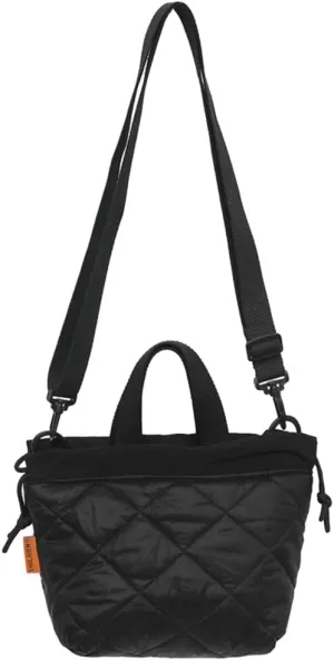 Nylon Crossbody Purses for Women Casual Shoulder Bag Small Quilted Tote Bags Travel Bucket Bag with Drawstring