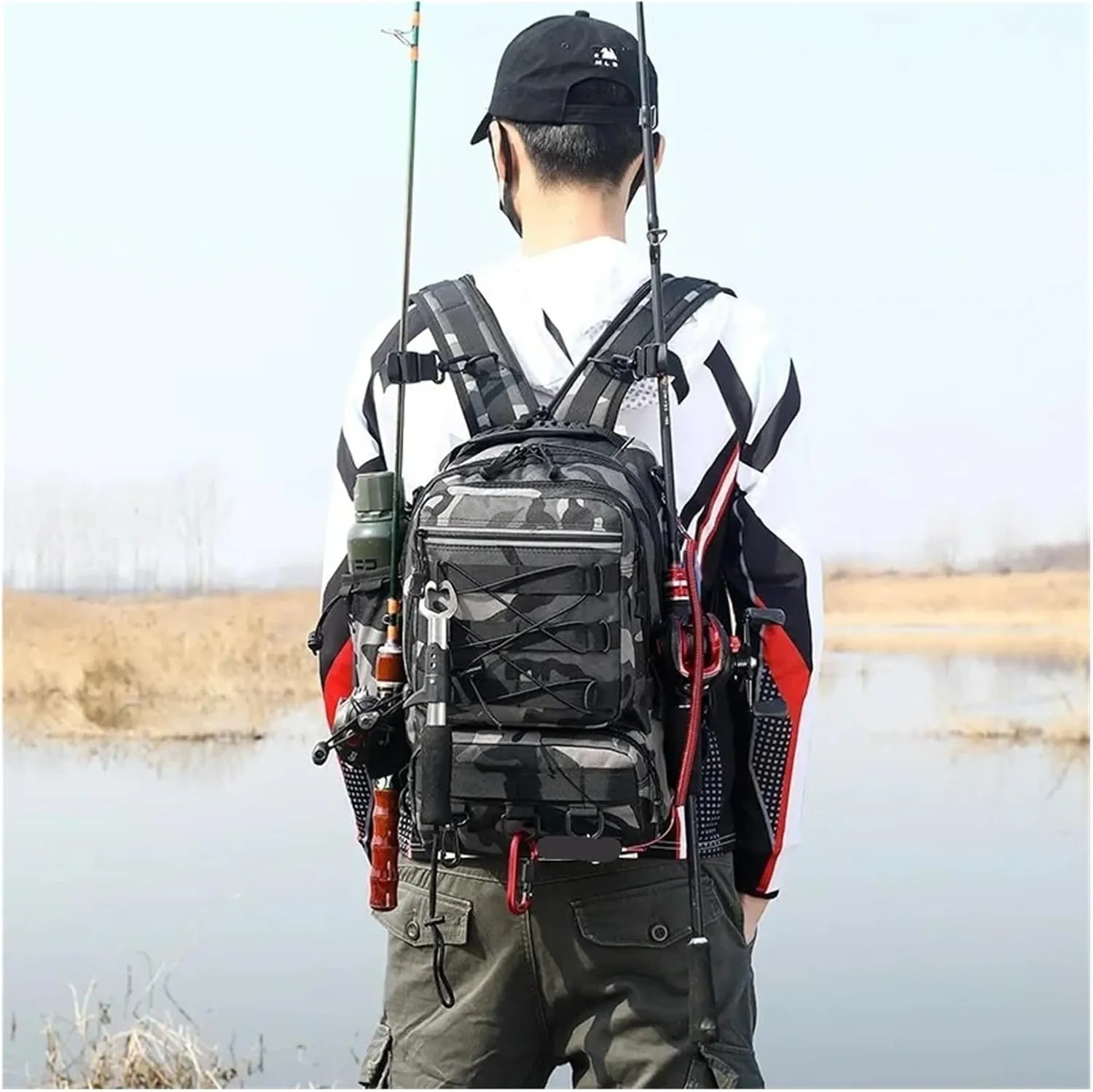 Nylon Waterproof Outdoor Sports Camping Hiking Trekking Fishing Hunting Backpack(B)