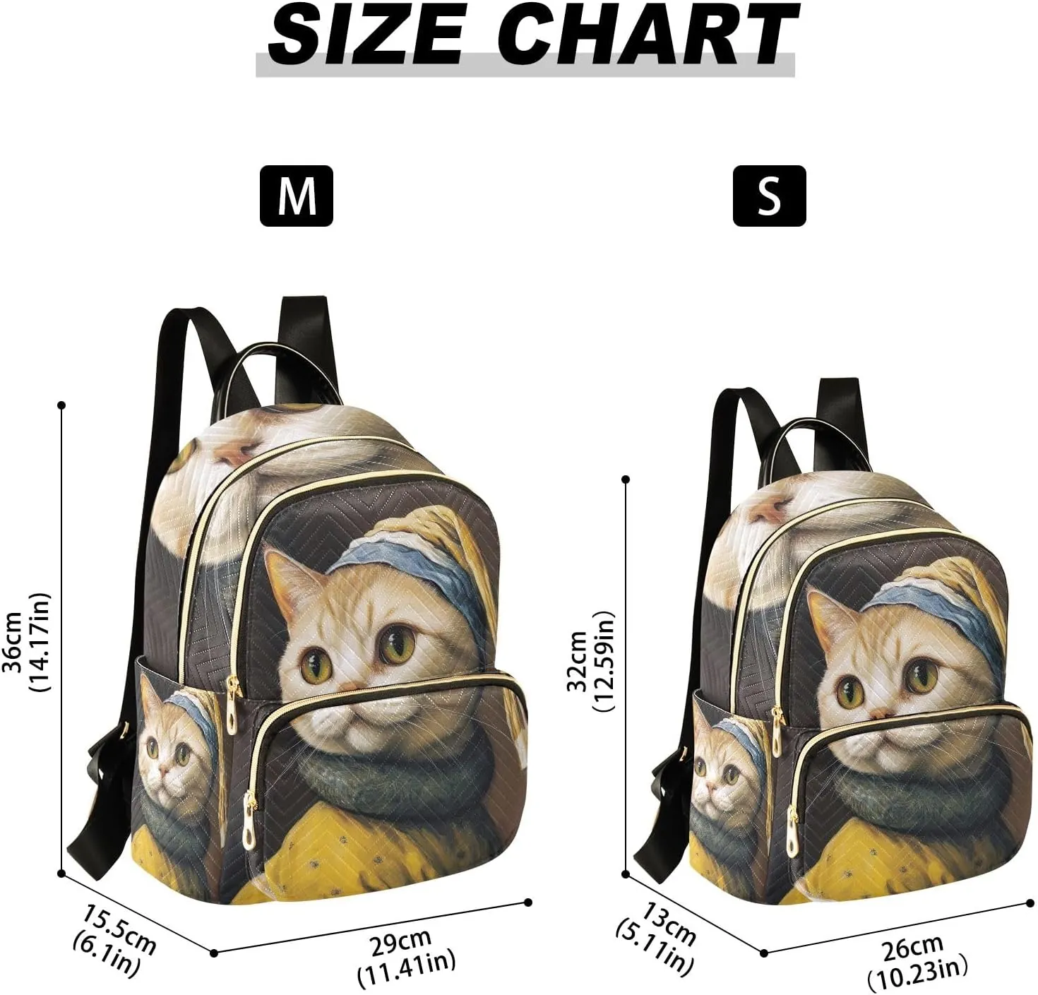 ODAWA Funny Cat Imitate Paintings Daypack Travel Backpack Quilted Backpack Purse for Women