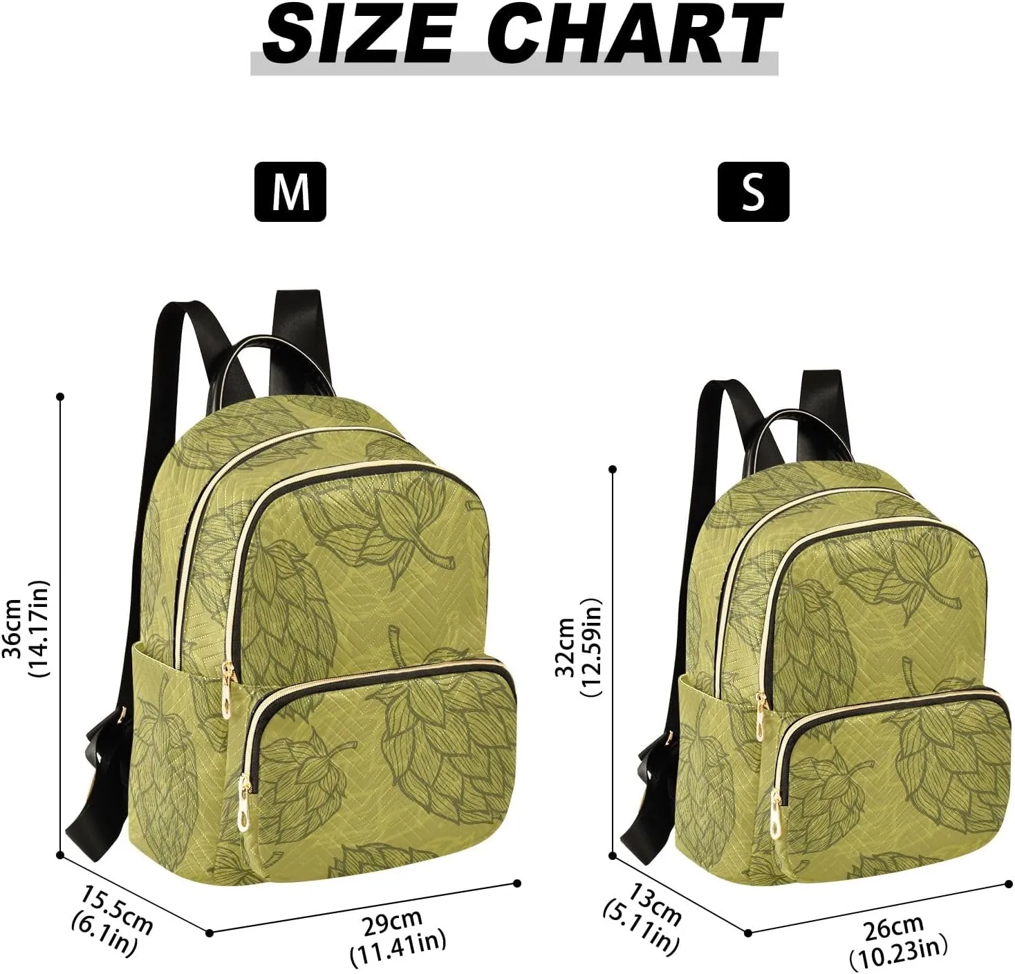 ODAWA Plant Hops Beer Small Quilted Backpack for Women Lightweight Backpack Purse Quilted Travel Bag