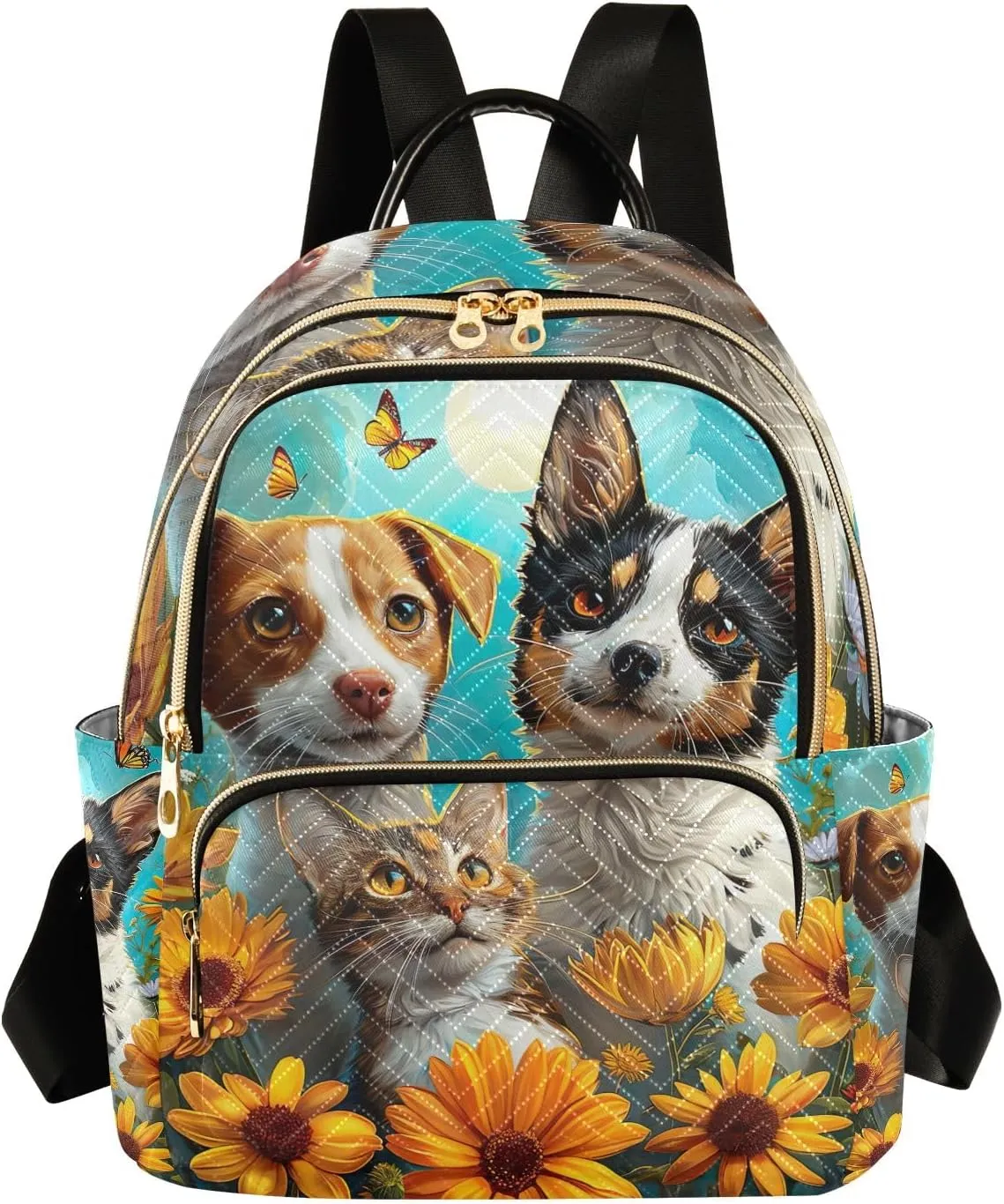ODAWA Quilted Backpack Blue Sky Cute Pets Womens Mini Backpack Travel Backpack