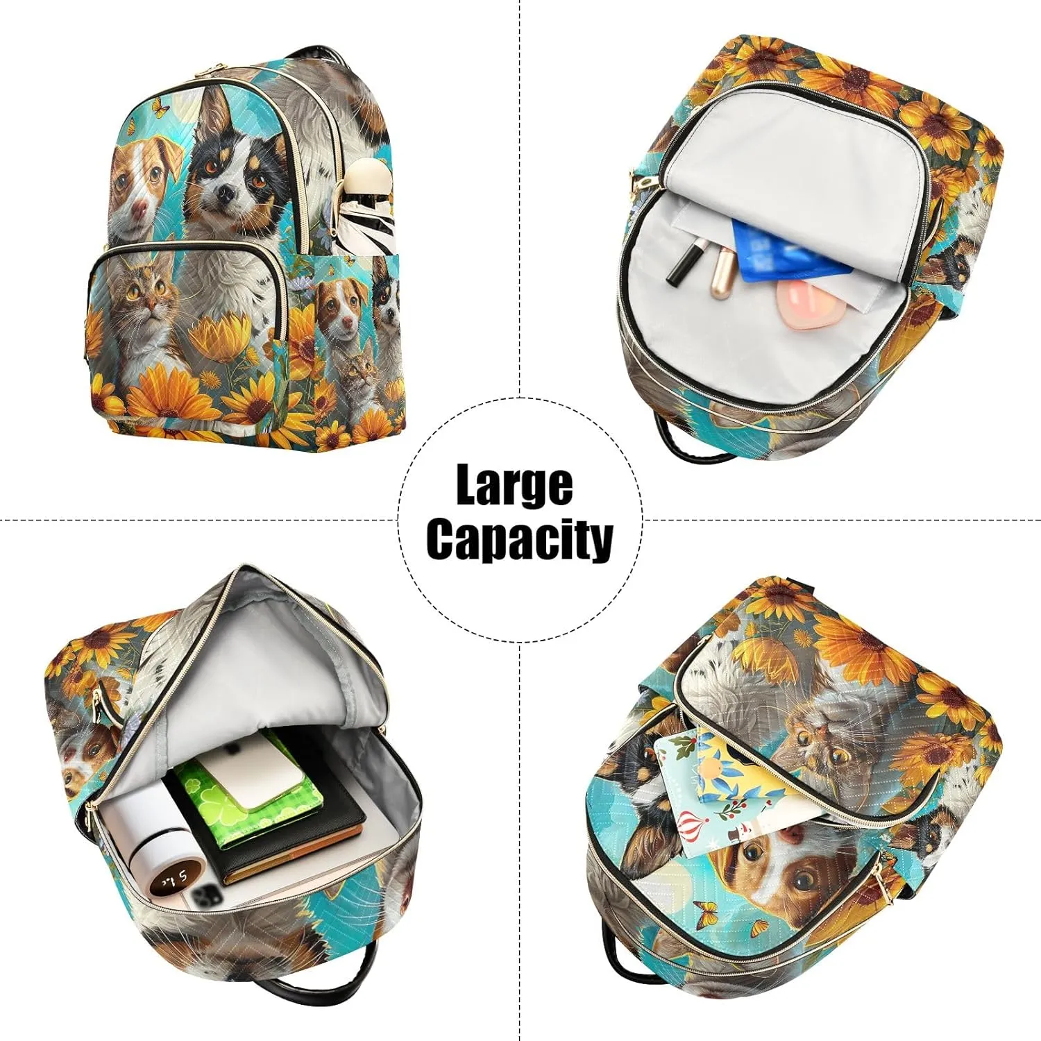 ODAWA Quilted Backpack Blue Sky Cute Pets Womens Mini Backpack Travel Backpack