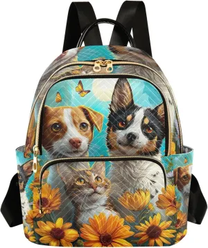 ODAWA Quilted Backpack Blue Sky Cute Pets Womens Mini Backpack Travel Backpack