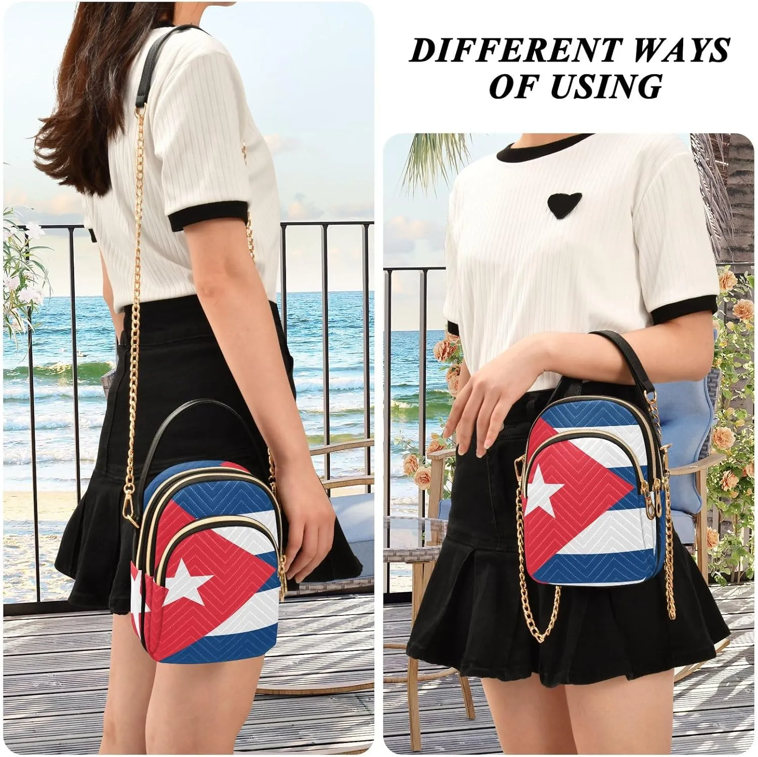 ODAWA rance Flag Small Crossbody Bags for Women Trendy, Triple Compartment Phone Crossbody Bags for Women