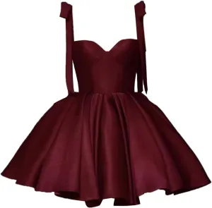 Off Shoulder Satin Homecoming Dress Short Prom Dresses for Teens 2025 Puffy HOCO Dress with Bow BD488