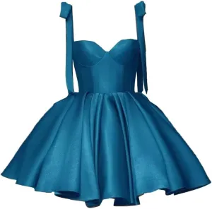 Off Shoulder Satin Homecoming Dress Short Prom Dresses for Teens 2025 Puffy HOCO Dress with Bow BD488