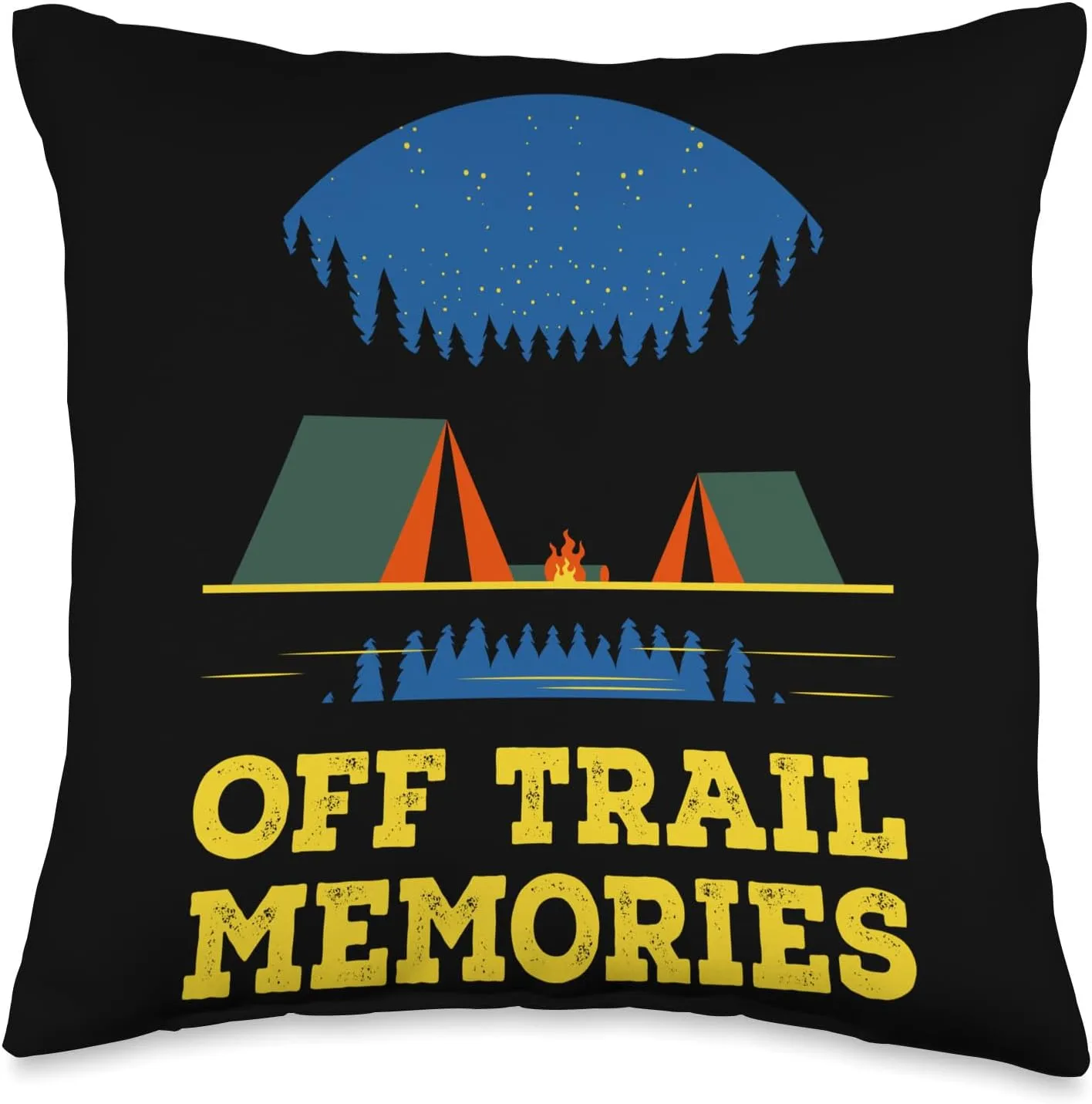 Off Trail Memories Hiking Friends Hiker Buddy Vacation Throw Pillow, 16x16, Multicolor