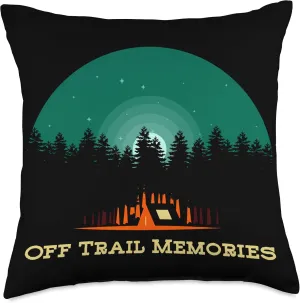 Off Trail Memories Hiking Friends Hiker Vacation Throw Pillow, 18x18, Multicolor