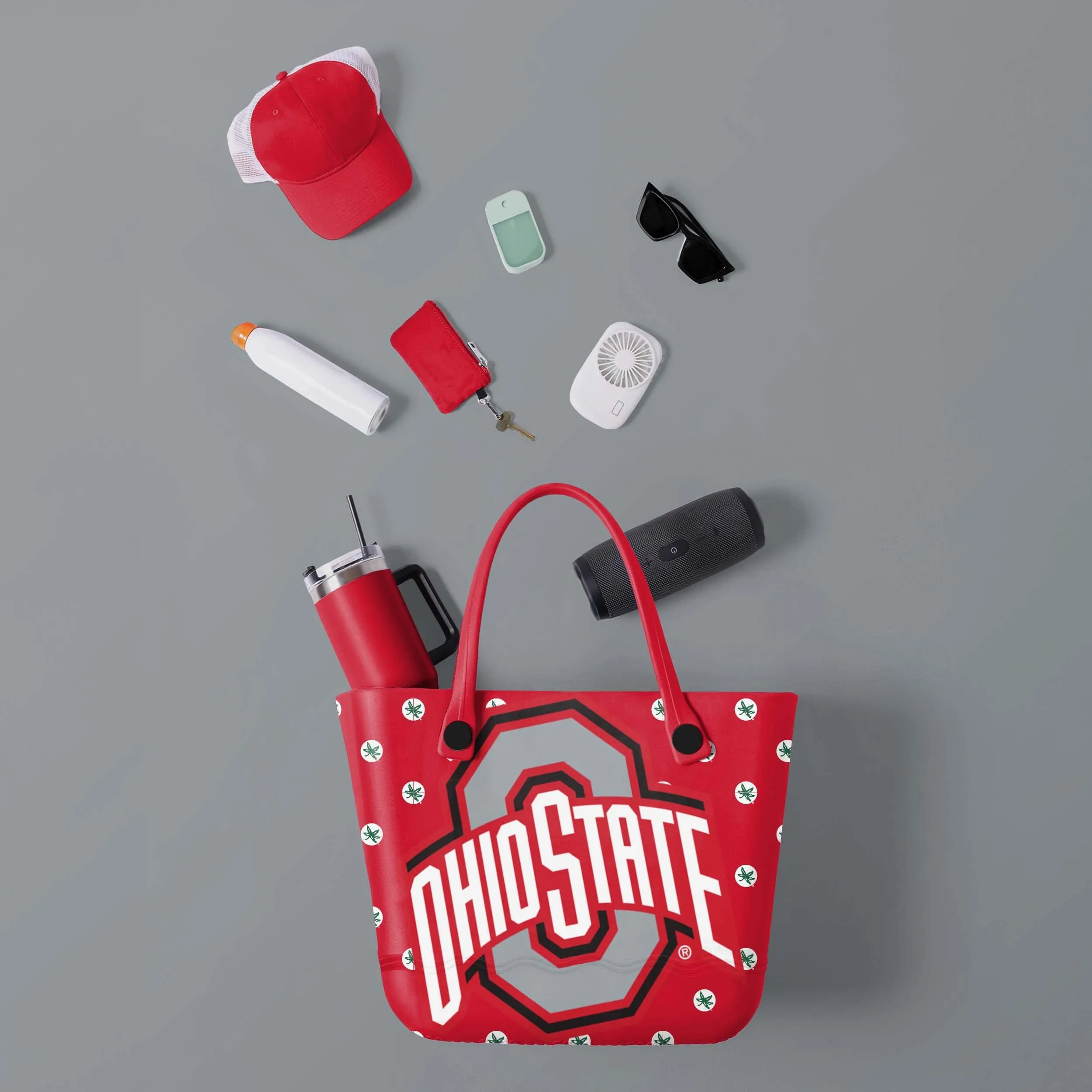 Ohio State Buckeyes Big Logo Mini Print Tailgate Tote Bag