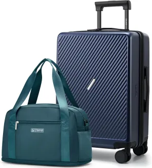 OIWAS 20 Inch Carry On Luggage, Carryon Suitcase with Expandable Travel Duffel Bag, Luggage Airline Approved Rolling Suitcases with Gym Bag for Women
