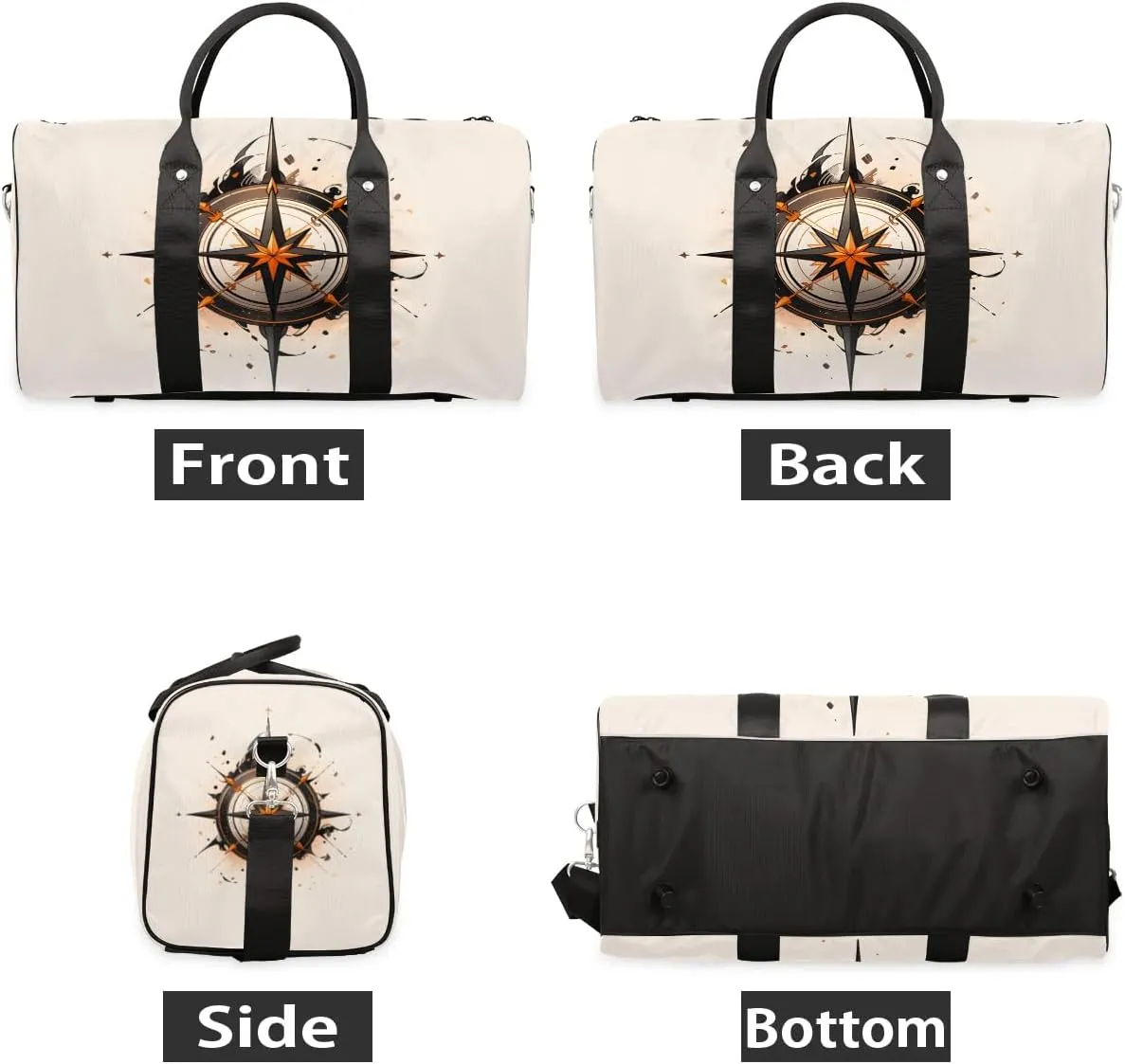 Old Compass Travel Duffel Bag for Women Men Waterproof Foldable Overnight Weekender Bag Large Capacity Sports Gym Bag