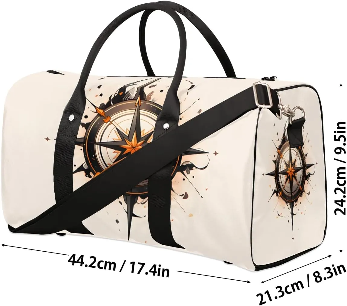 Old Compass Travel Duffel Bag for Women Men Waterproof Foldable Overnight Weekender Bag Large Capacity Sports Gym Bag