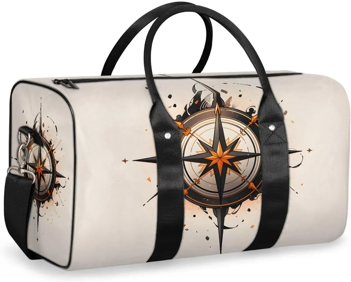 Old Compass Travel Duffel Bag for Women Men Waterproof Foldable Overnight Weekender Bag Large Capacity Sports Gym Bag