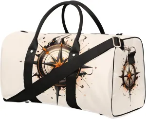 Old Compass Travel Duffel Bag for Women Men Waterproof Foldable Overnight Weekender Bag Large Capacity Sports Gym Bag