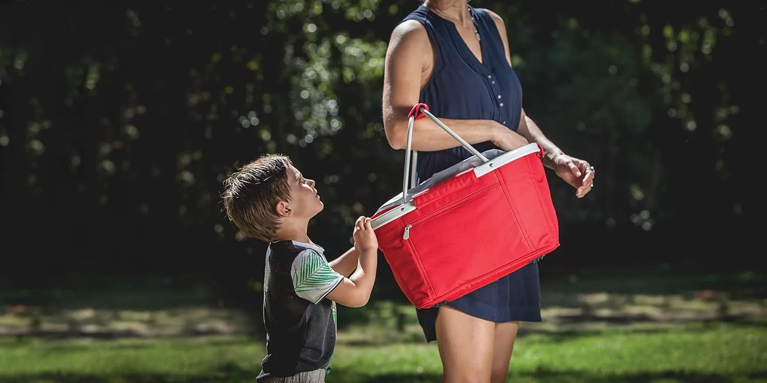 ONIVA - a Picnic Time brand Metro Shopping Basket - Insulated Picnic Basket - Collapsible Market Basket - Utility Tote Cooler Bag