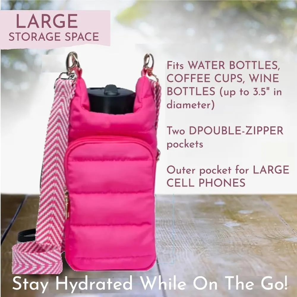 Original Crossbody Water Bottle Holder Bag with Strap.Stylish Puffer Bag.Pockets for Phone & Accessories.BEST GIFT