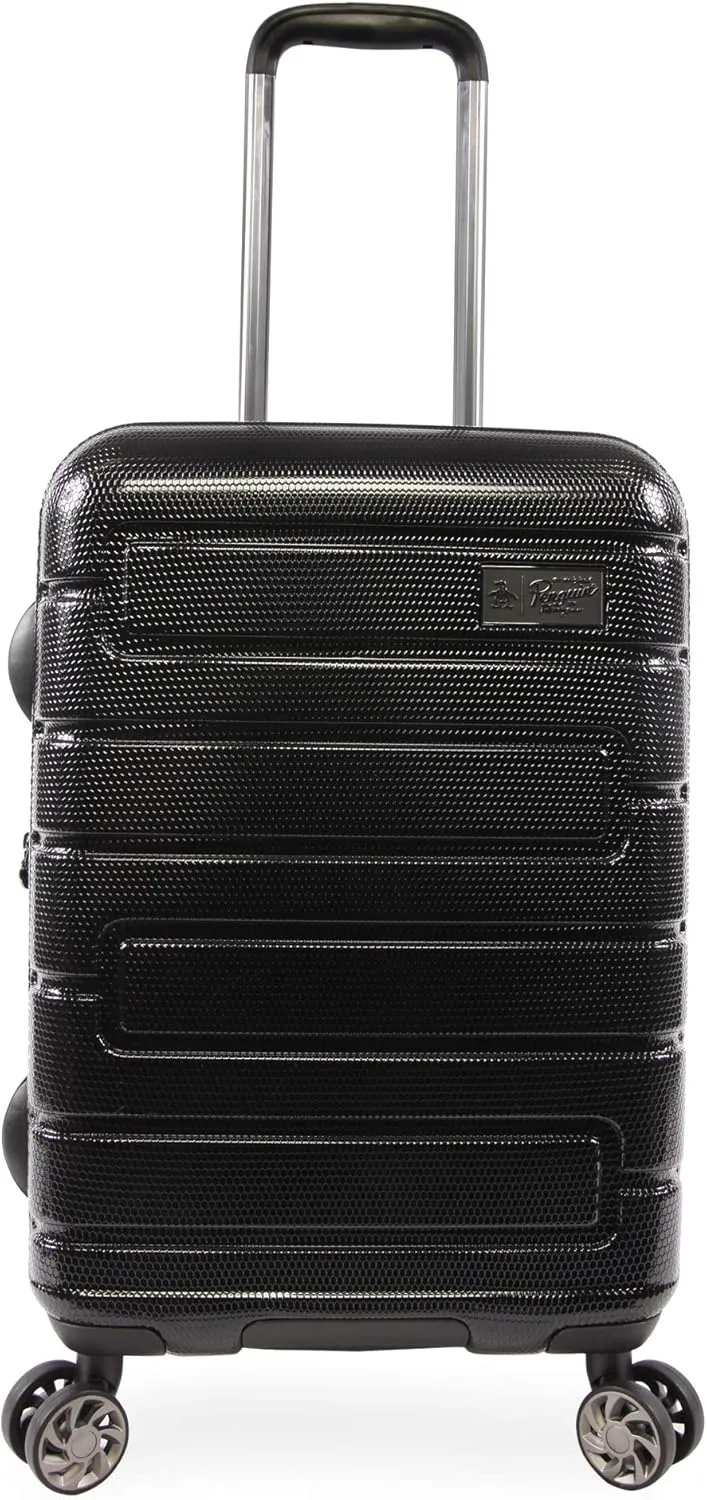ORIGINAL PENGUIN Crimson 21" Hardside Carry-on Spinner Luggage, Telescoping Handles, Black, One Size