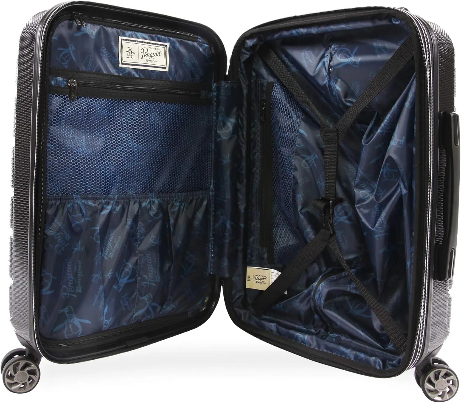 ORIGINAL PENGUIN Crimson 21" Hardside Carry-on Spinner Luggage, Telescoping Handles, Black, One Size