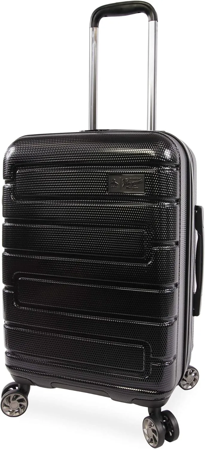 ORIGINAL PENGUIN Crimson 21" Hardside Carry-on Spinner Luggage, Telescoping Handles, Black, One Size
