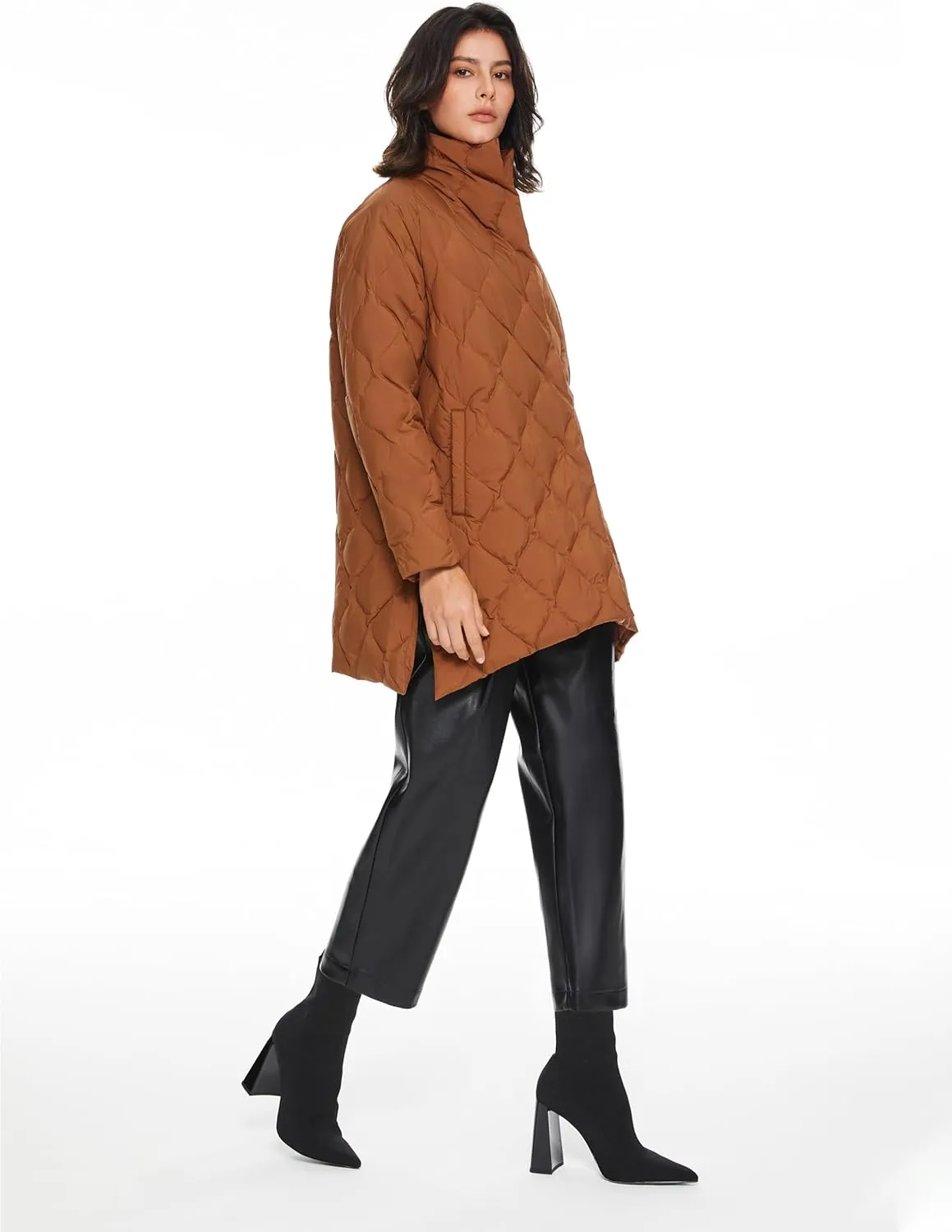 Orolay Women's Oversized Quilted Down Jacket Lightweight Puffer Casual Coat Long-Sleeve Padded Insulated with Pockets
