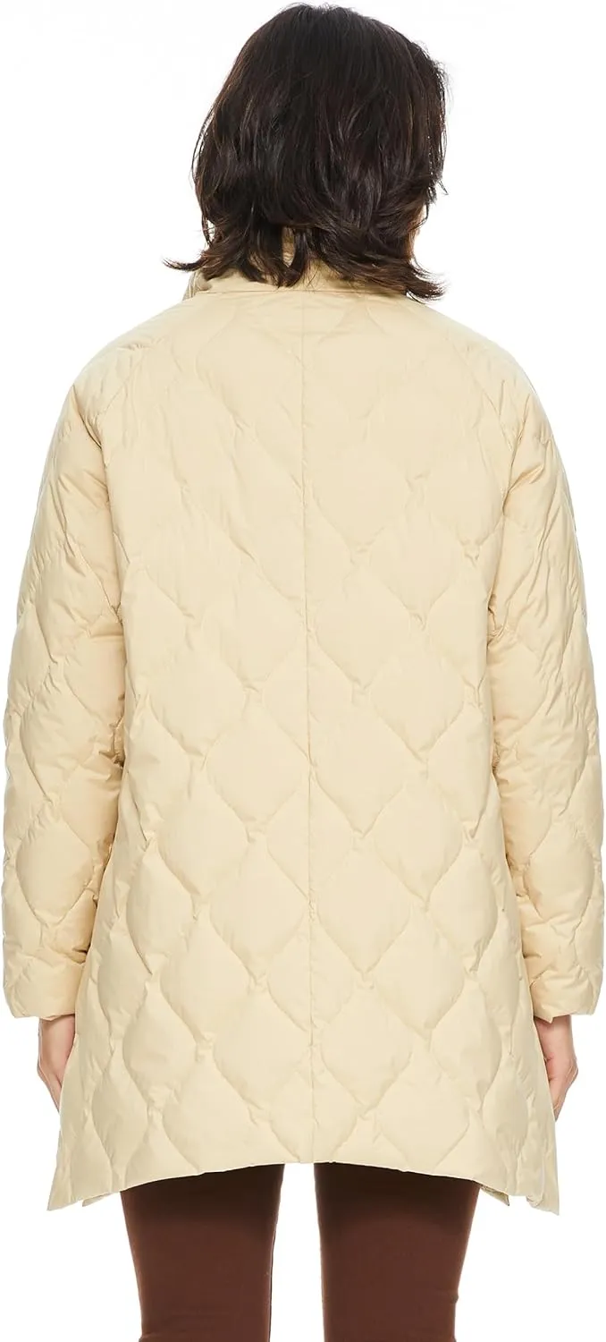 Orolay Women's Oversized Quilted Down Jacket Lightweight Puffer Casual Coat Long-Sleeve Padded Insulated with Pockets