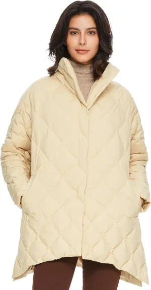 Orolay Women's Oversized Quilted Down Jacket Lightweight Puffer Casual Coat Long-Sleeve Padded Insulated with Pockets