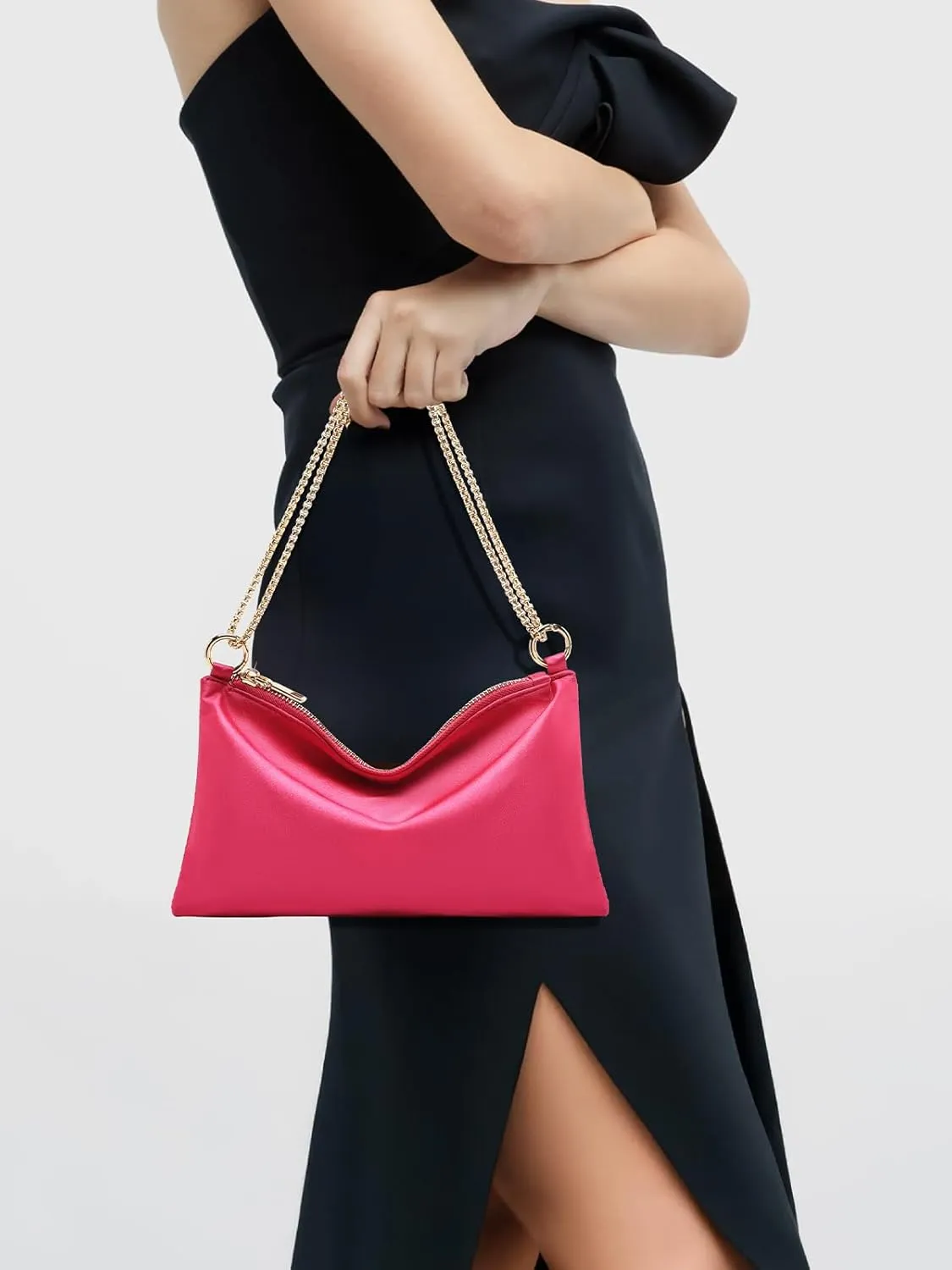 oscaurt Women's Evening Handbag Satin Shoulder Bag Purse for Prom Engagement Cocktail Party Wedding