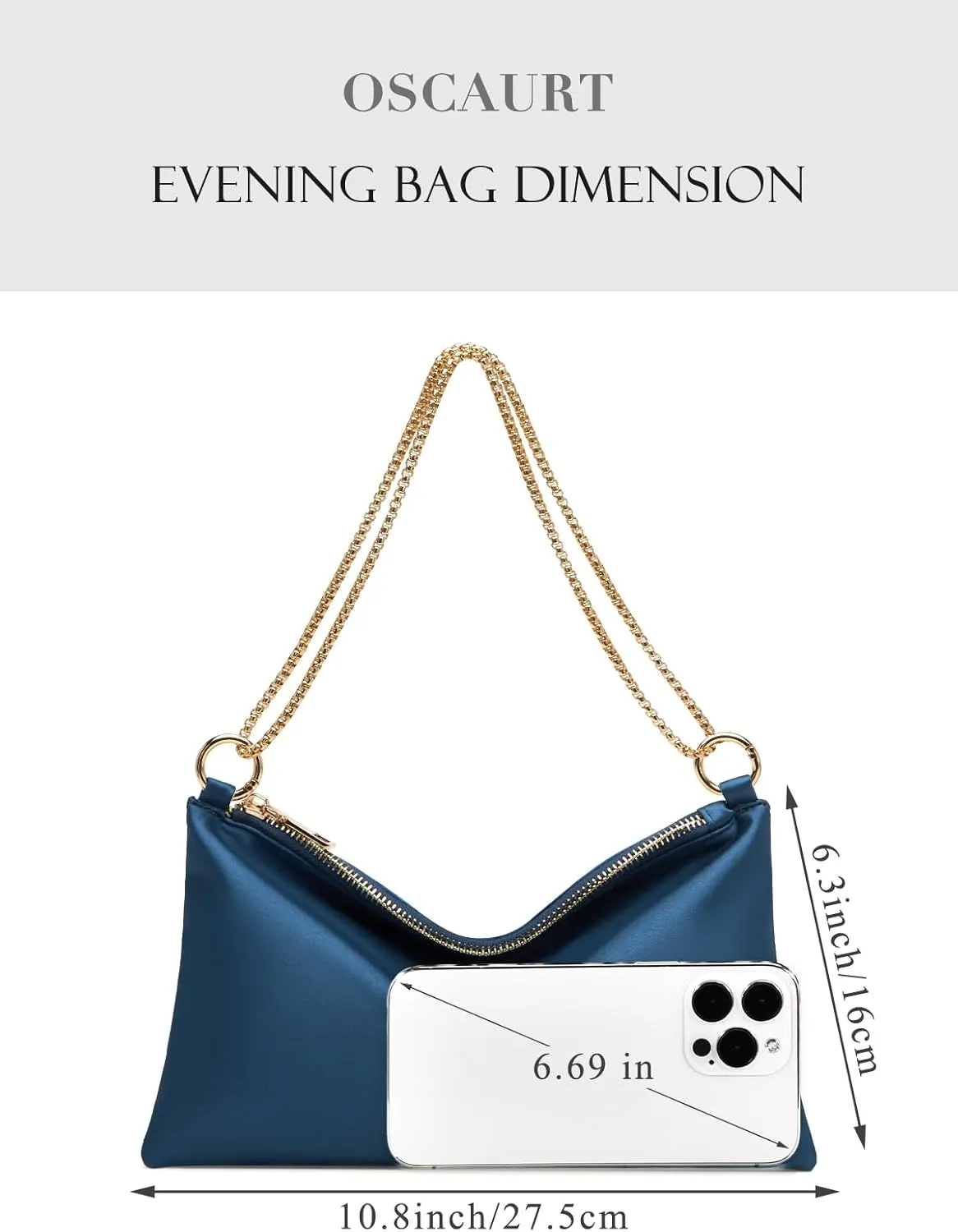 oscaurt Women's Evening Handbag Satin Shoulder Bag Purse for Prom Engagement Cocktail Party Wedding
