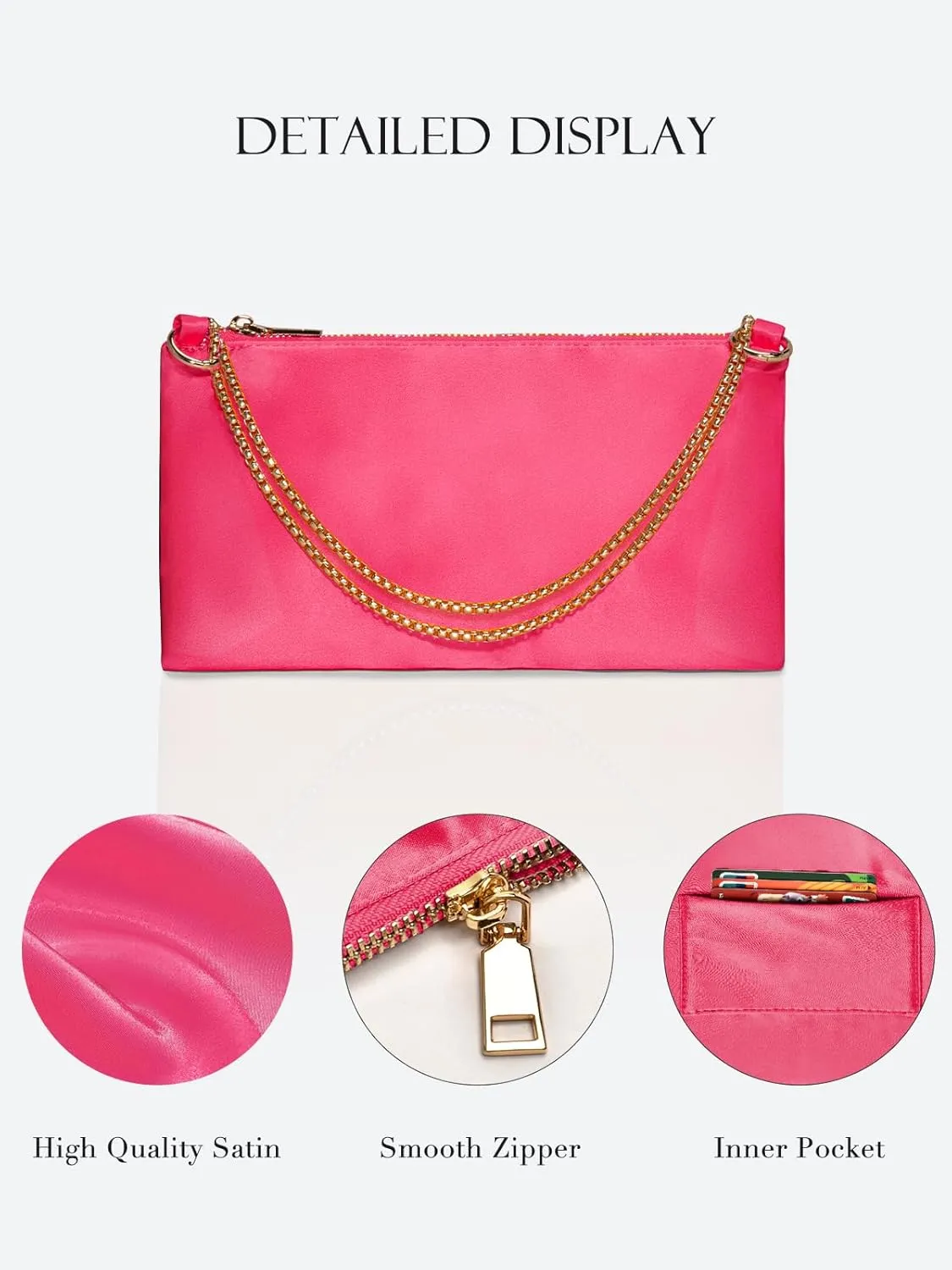 oscaurt Women's Evening Handbag Satin Shoulder Bag Purse for Prom Engagement Cocktail Party Wedding