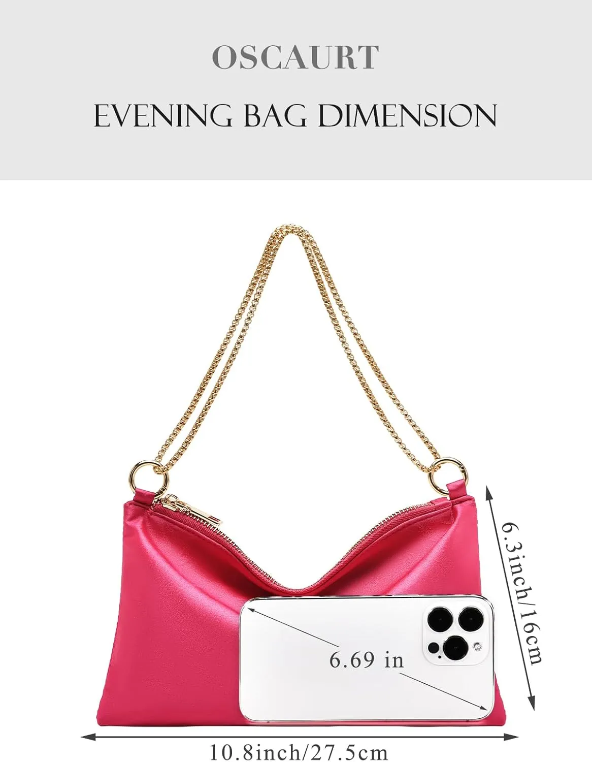 oscaurt Women's Evening Handbag Satin Shoulder Bag Purse for Prom Engagement Cocktail Party Wedding