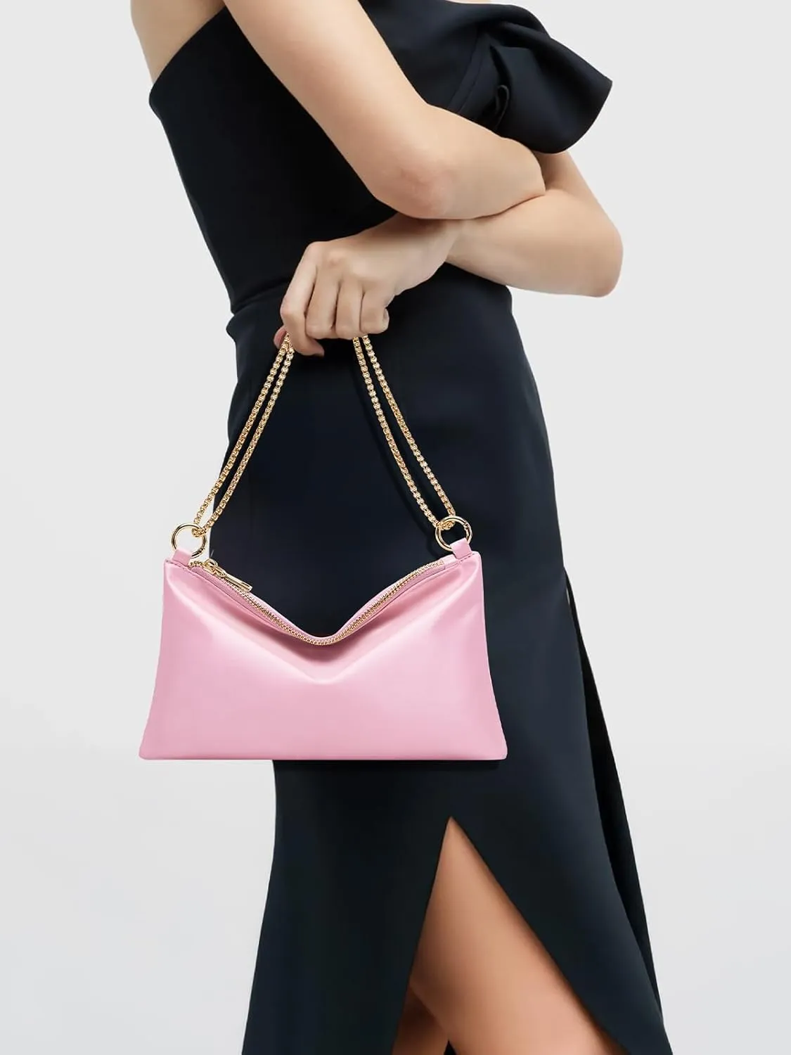oscaurt Women's Evening Handbag Satin Shoulder Bag Purse for Prom Engagement Cocktail Party Wedding