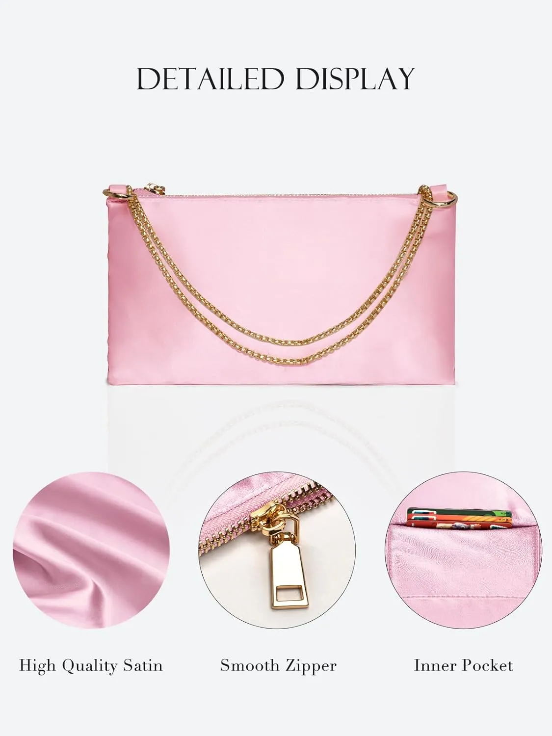 oscaurt Women's Evening Handbag Satin Shoulder Bag Purse for Prom Engagement Cocktail Party Wedding