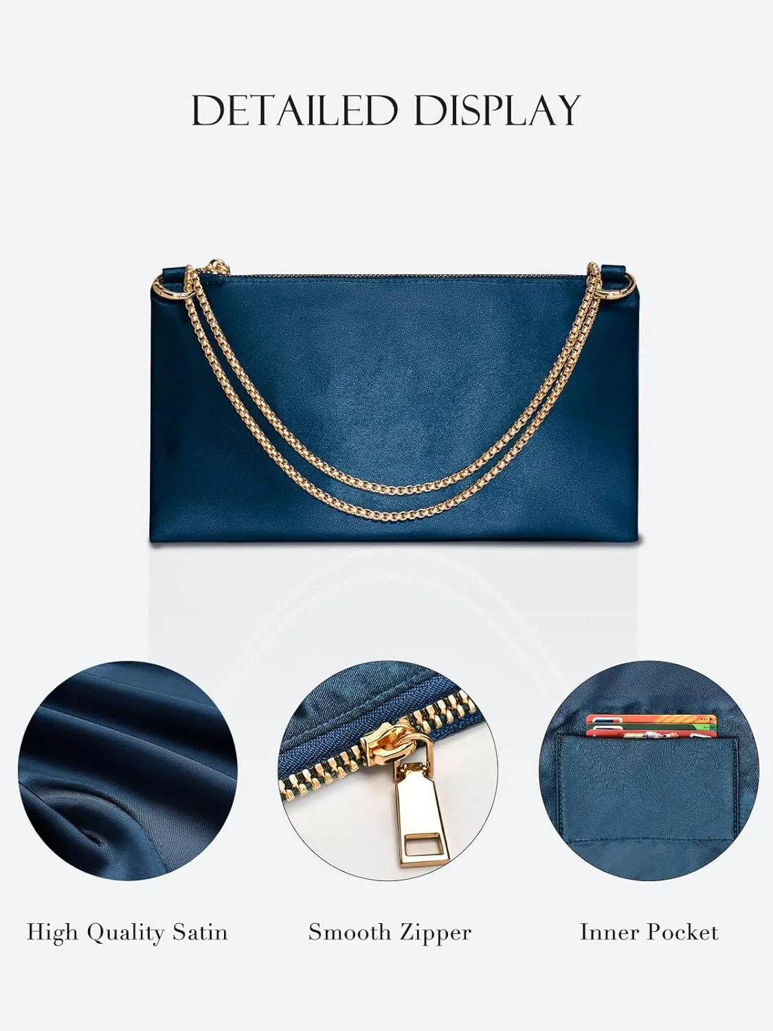 oscaurt Women's Evening Handbag Satin Shoulder Bag Purse for Prom Engagement Cocktail Party Wedding