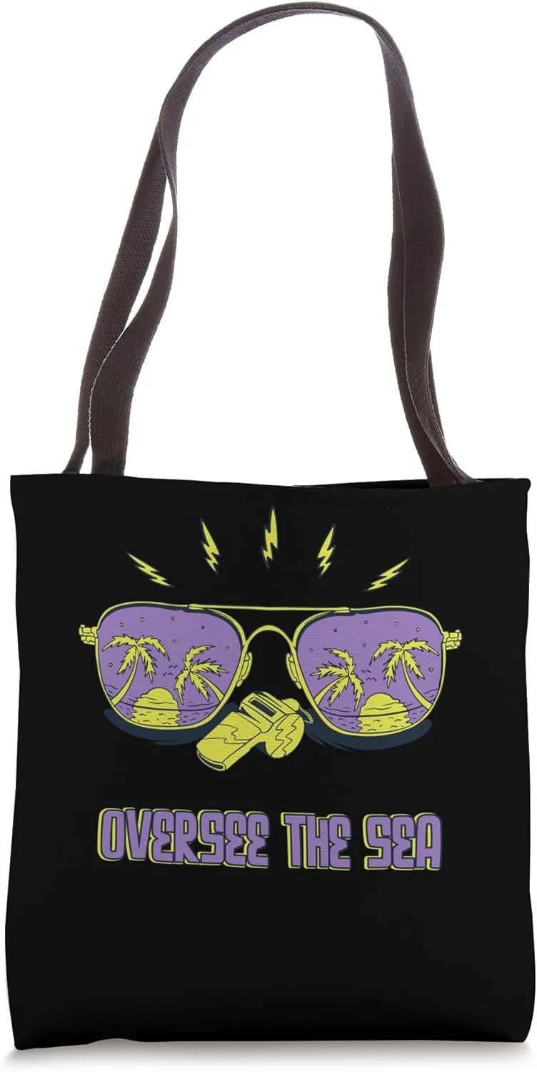 Oversee the Sea Rescuer Beach Pool Attendant Ocean Holiday Tote Bag