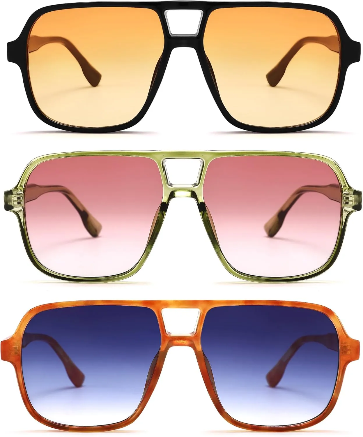 Oversized Aviator Sunglasses for Women Men - Retro 70s Square Shades Sun Glasses