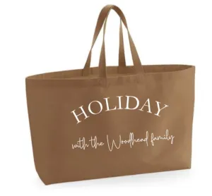 Oversized Caramel Canvas Bag - Holiday