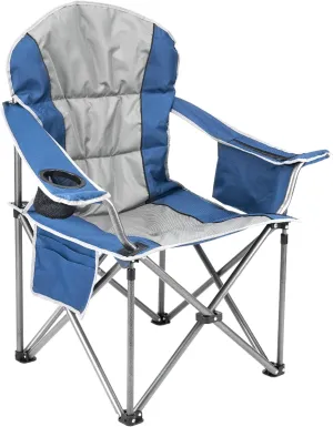 Oversized Folding Camping Chair, Heavy Duty Portable Beach Chair with Cooler Bag, Side Pocket & Cup Holder, Folding Chairs for Outdoor Indoor Use Support 500 LBS