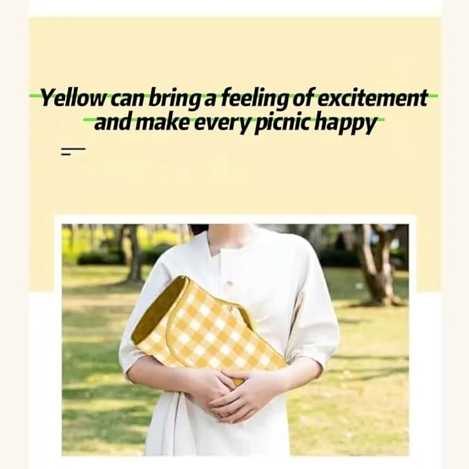 Oversized outdoor placemat Light Weight waterproof folding tote bag Yellow and White Stripes Perfect for Beach Lawn parties (Yellow and White stripes) (60""×80 "")