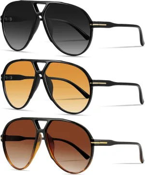 Oversized Retro Aviator Sunglasses for Women Men Classic 70s Vintage Style Trendy Large Frame Sun Glasses