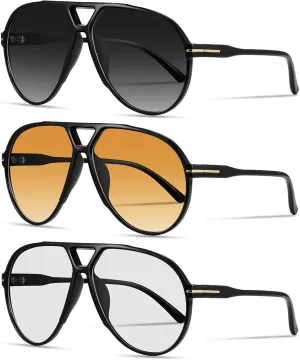 Oversized Retro Aviator Sunglasses for Women Men Classic 70s Vintage Style Trendy Large Frame Sun Glasses