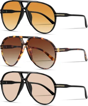 Oversized Retro Aviator Sunglasses for Women Men Classic 70s Vintage Style Trendy Large Frame Sun Glasses