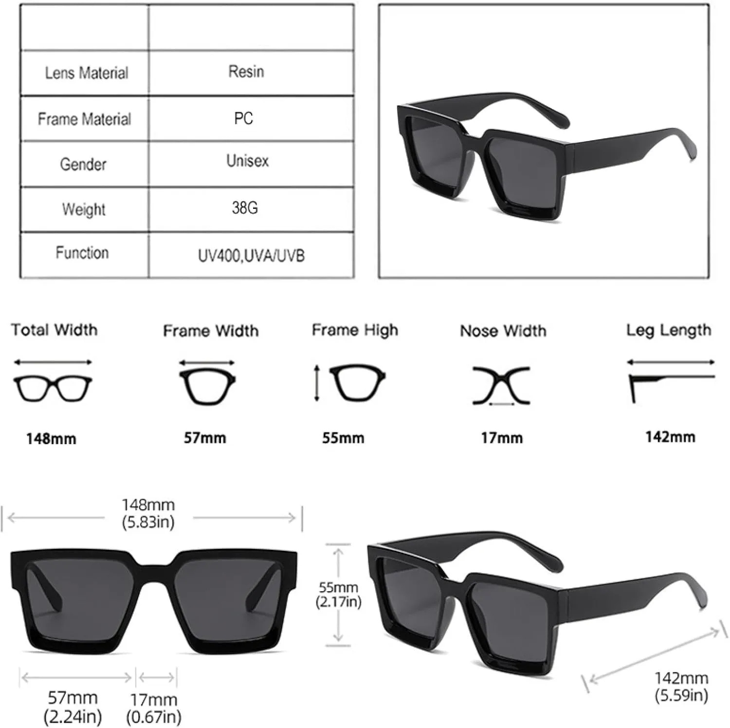 Oversized Women Sunglasses Fashion Clear Gradient Uv400 Men Trending Punk
