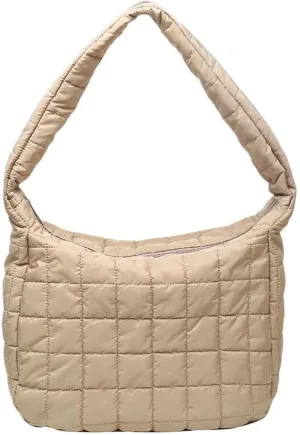 Ovida Women Large Puffy Tote Bag Quilted Down Cotton Padding Shoulder Bag Winter Warm Lightweight Handbag with Zip